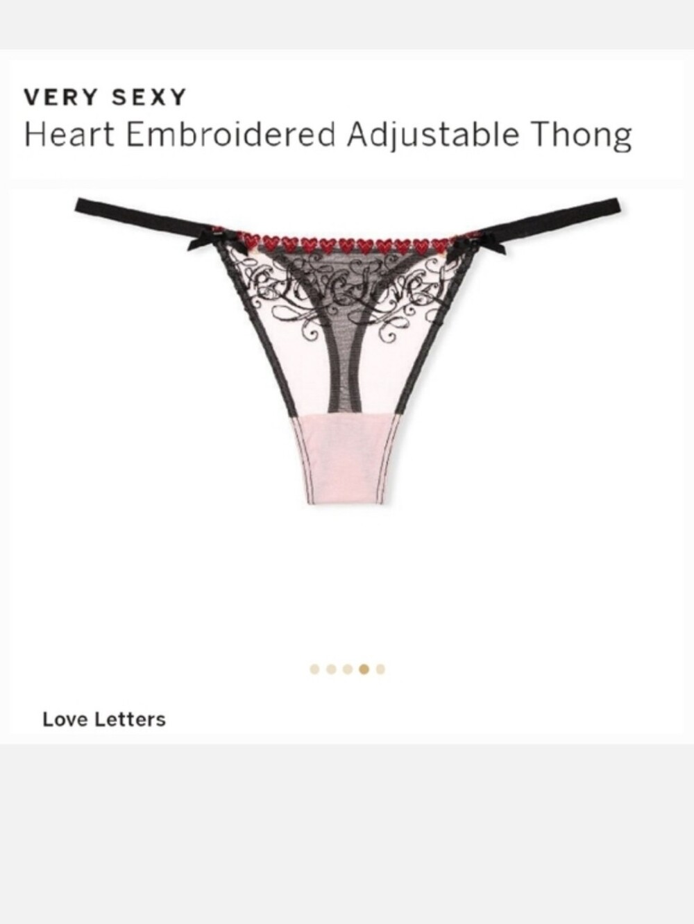 Victoria's secret very sexy heart embroidered adjustable thong panty VALENTINES